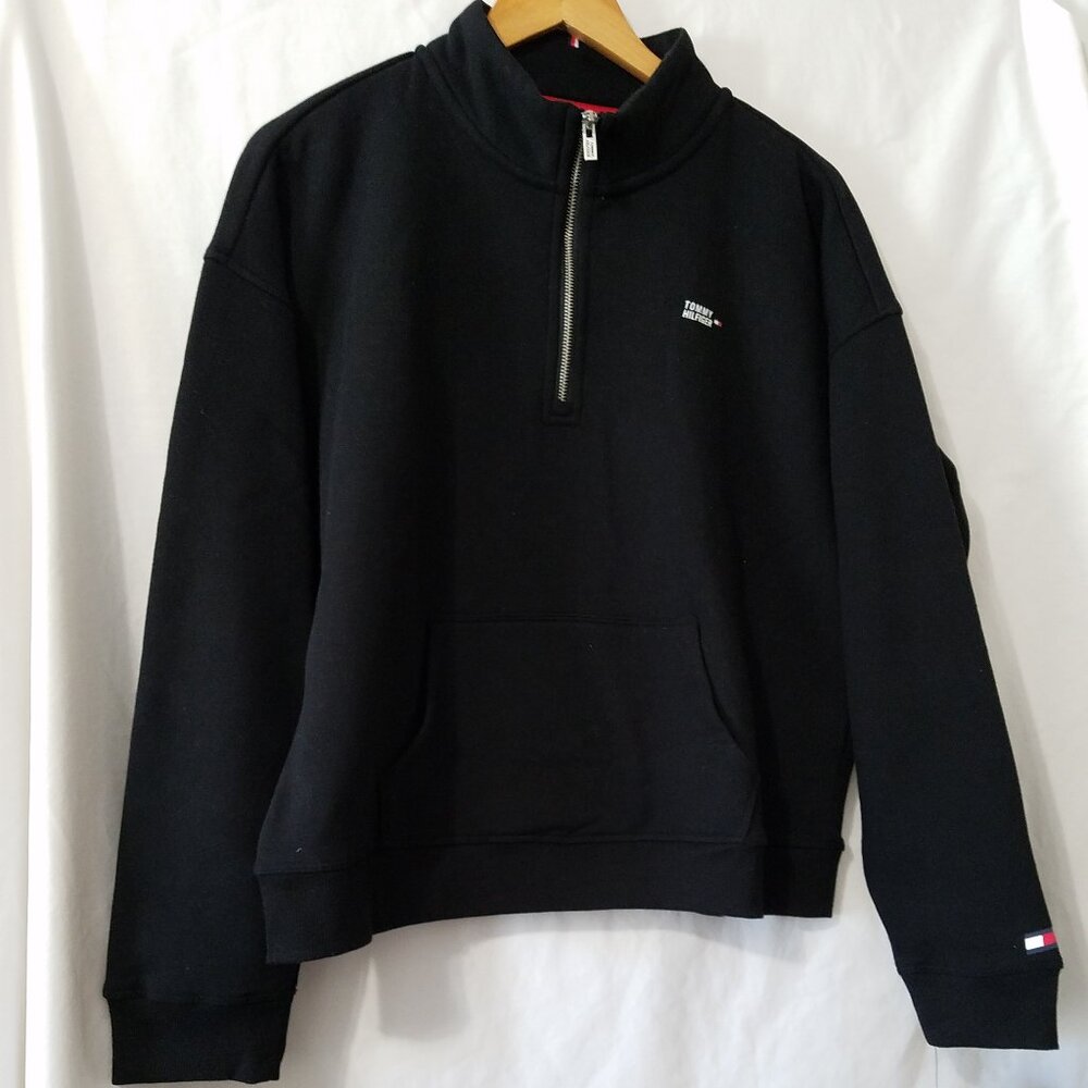 Tommy Hilfiger Unisex Quarter-Zip Sweatshirt – Blck - Size Large - NWT